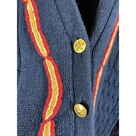 Limited Editions Vintage Nautical Embroidered Button Cardigan Sweater 80s 90s L - Picture 3 of 10